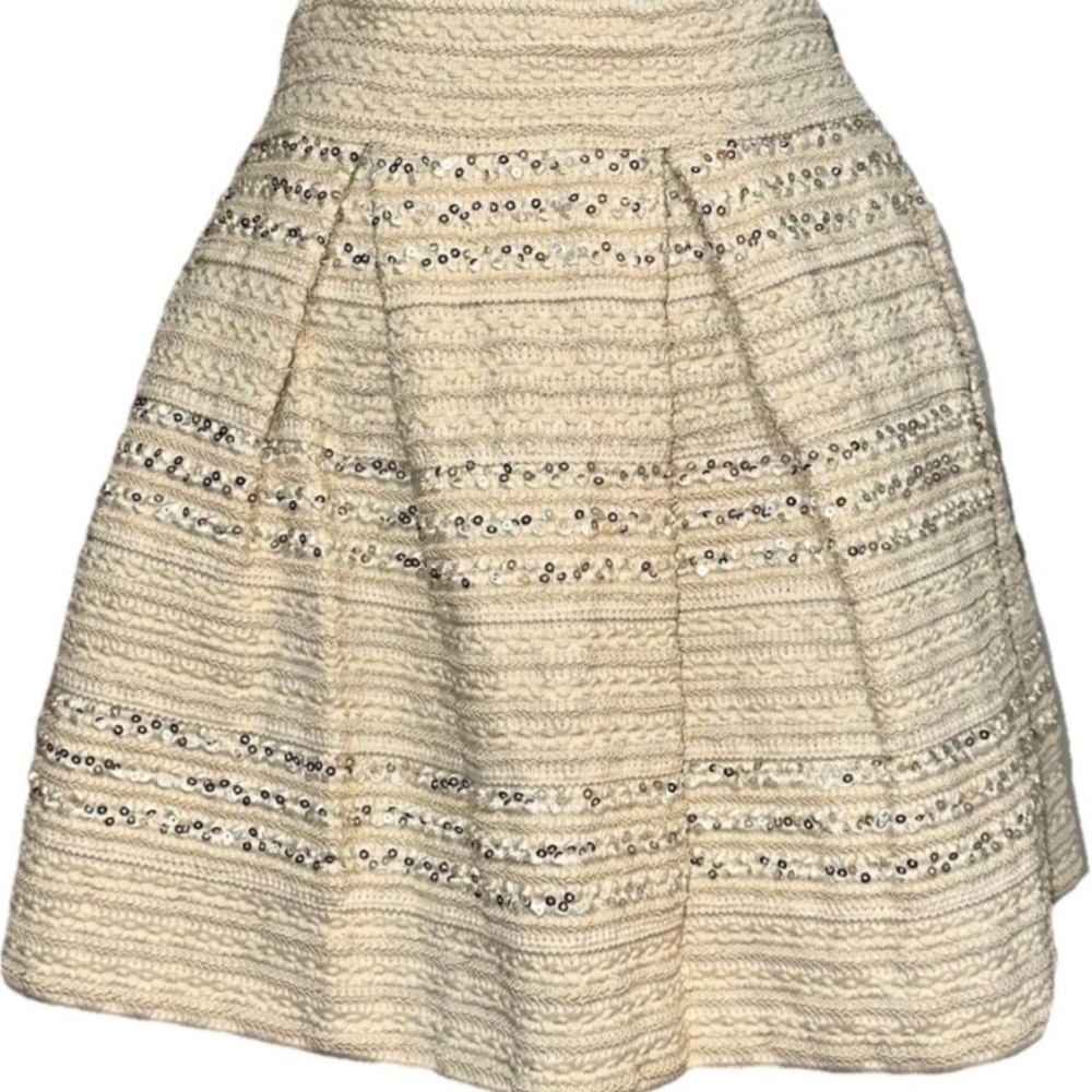 Chic Cream Sequin Mini Skirt